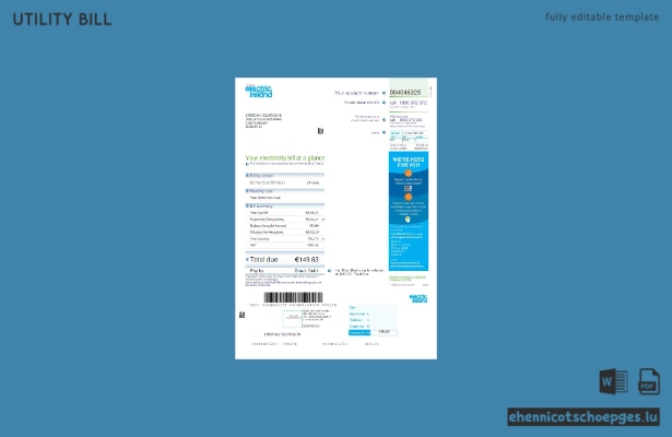Beispielrechnung von Ireland Electric Ireland (Stromversorger)